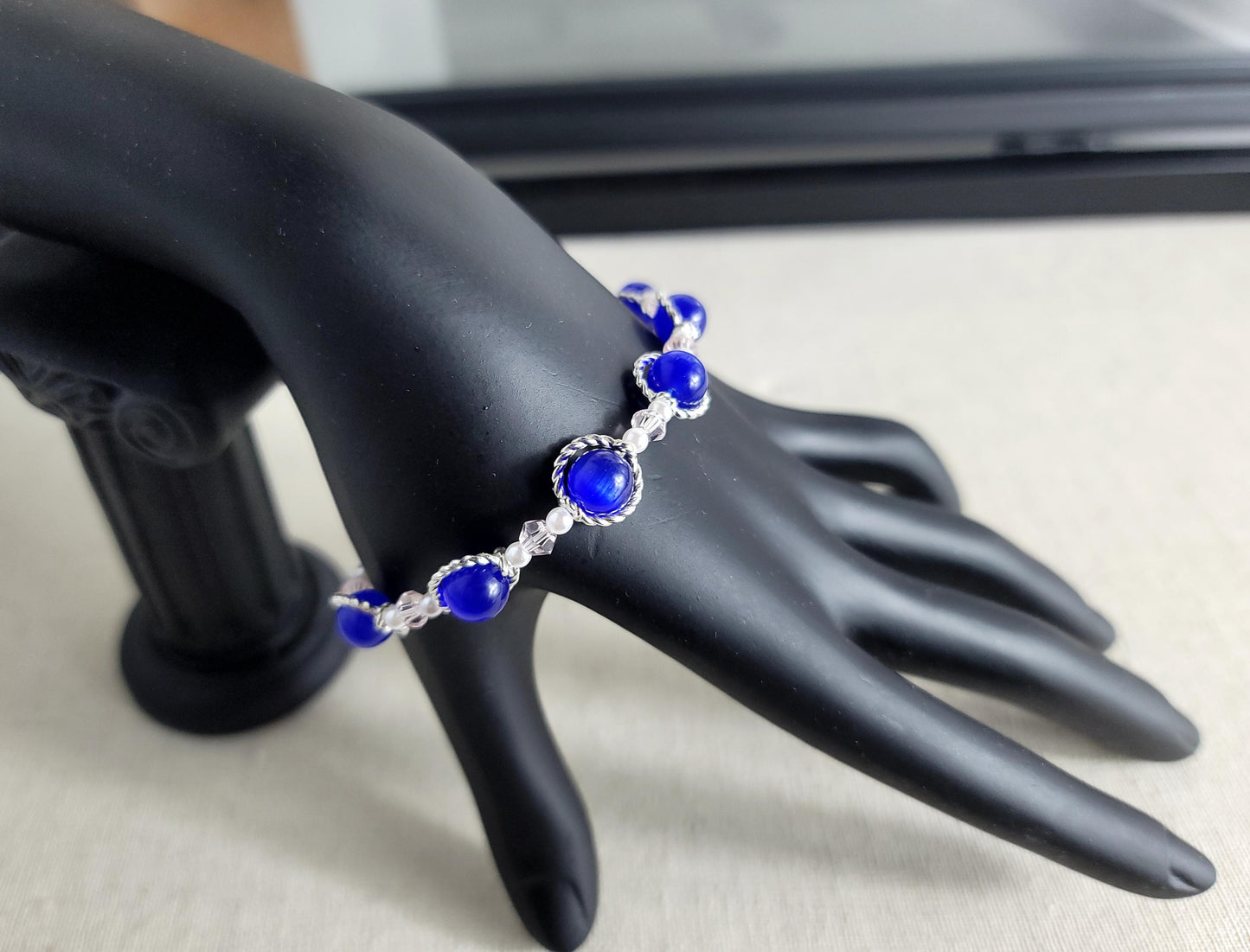 Blue Catseye Silvery Bracelet