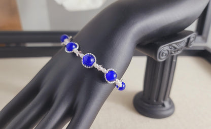 Blue Catseye Silvery Bracelet