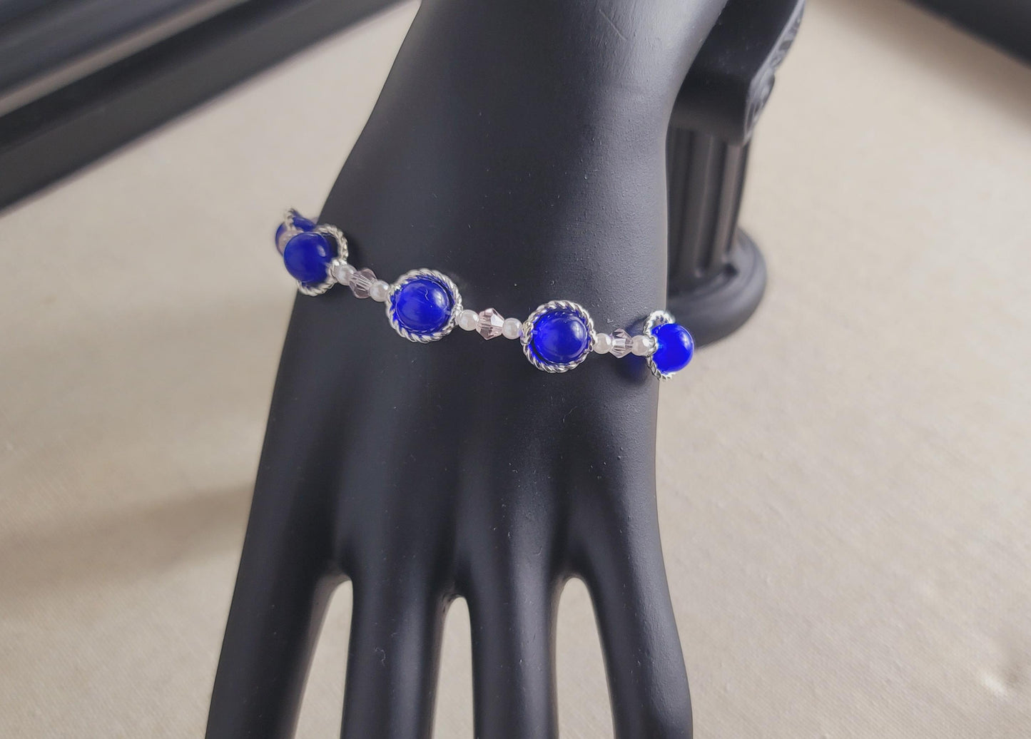 Blue Catseye Silvery Bracelet