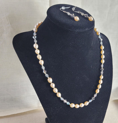 Pink Champagne Pearl Necklace Set