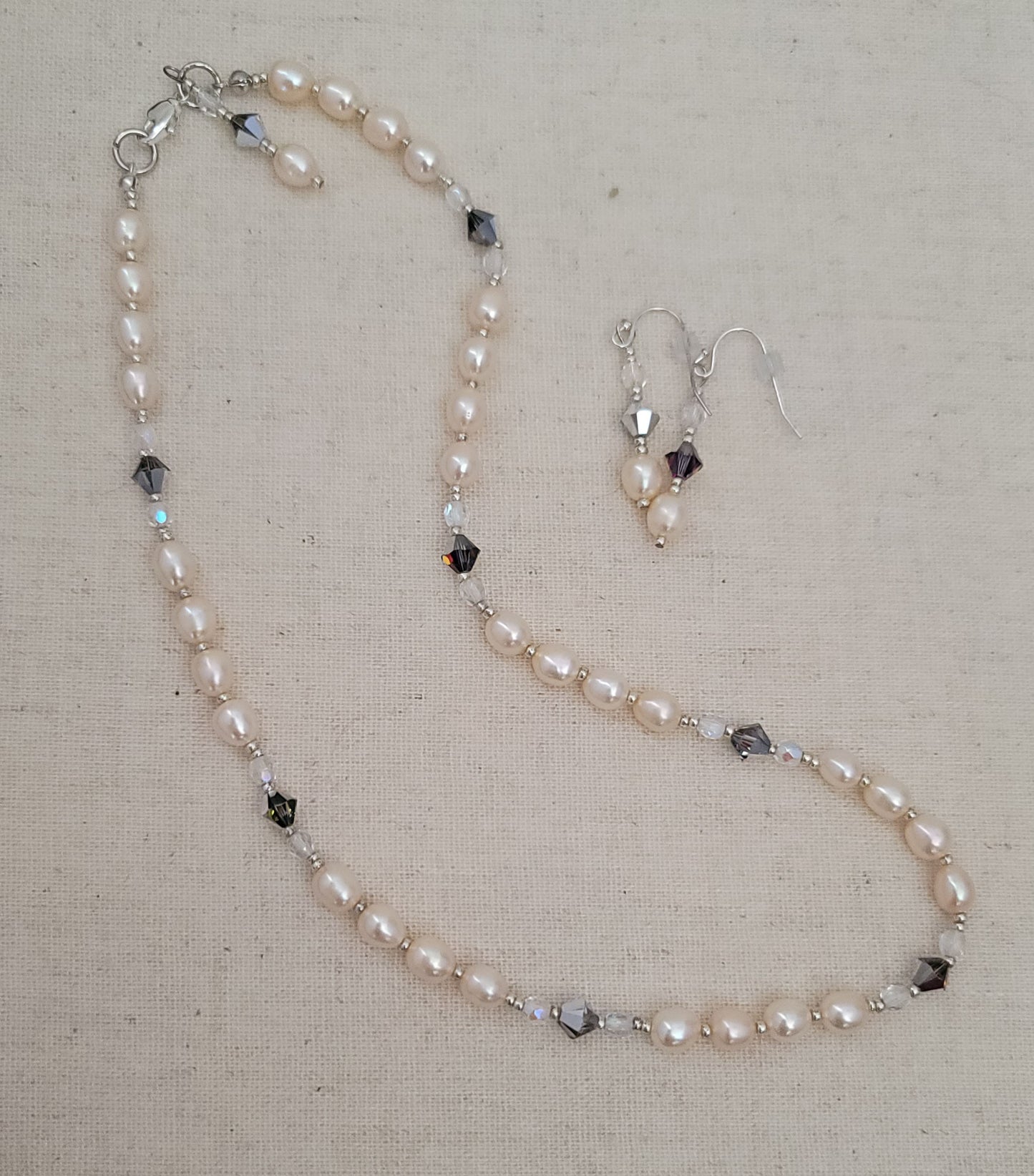 Pink Champagne Pearl Necklace Set