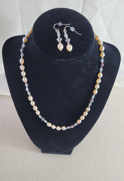 Pink Champagne Pearl Necklace Set